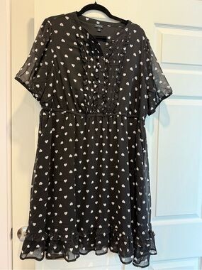 torrid Black Dress with White Heart Print